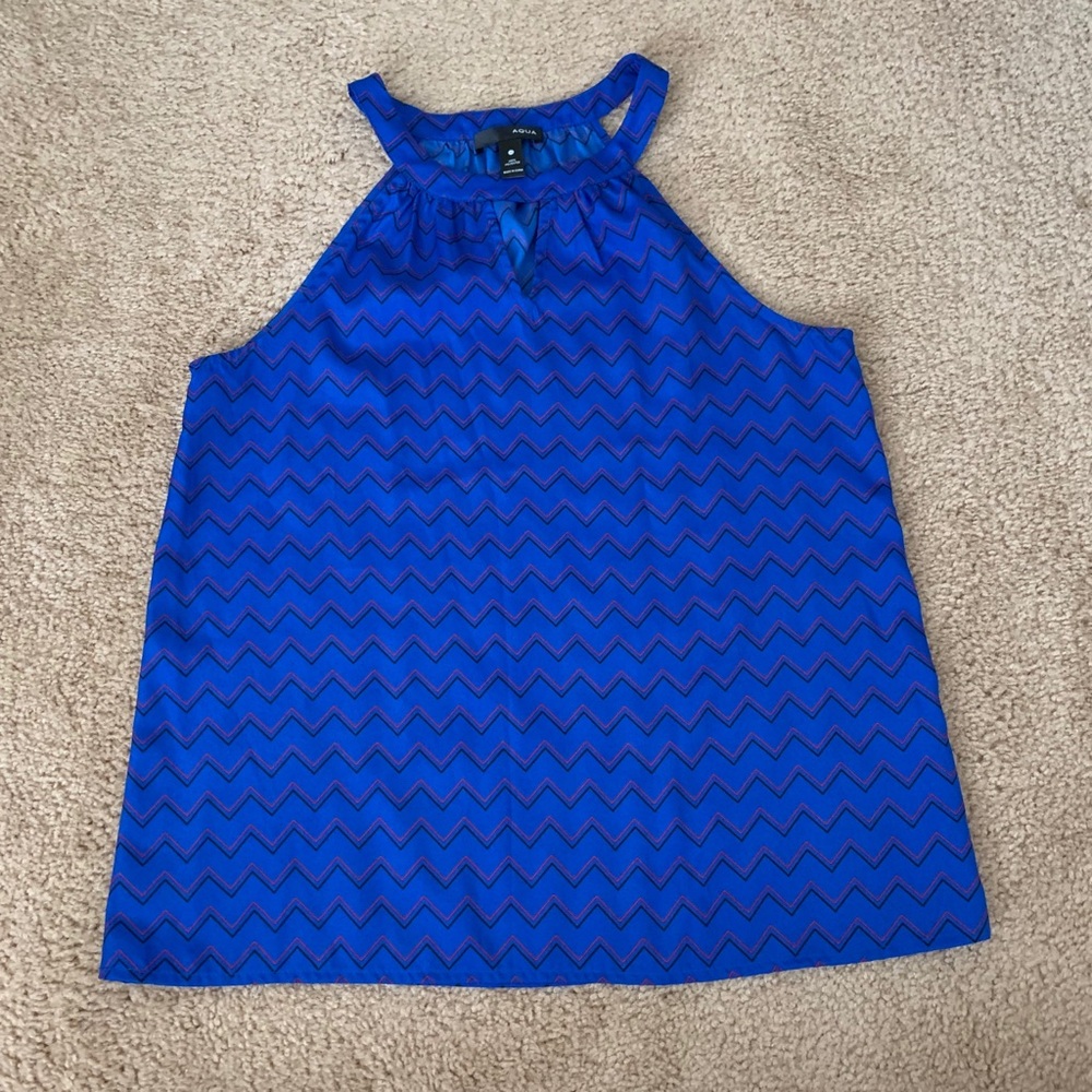 Aqua Blue Chevron Tank sz XS